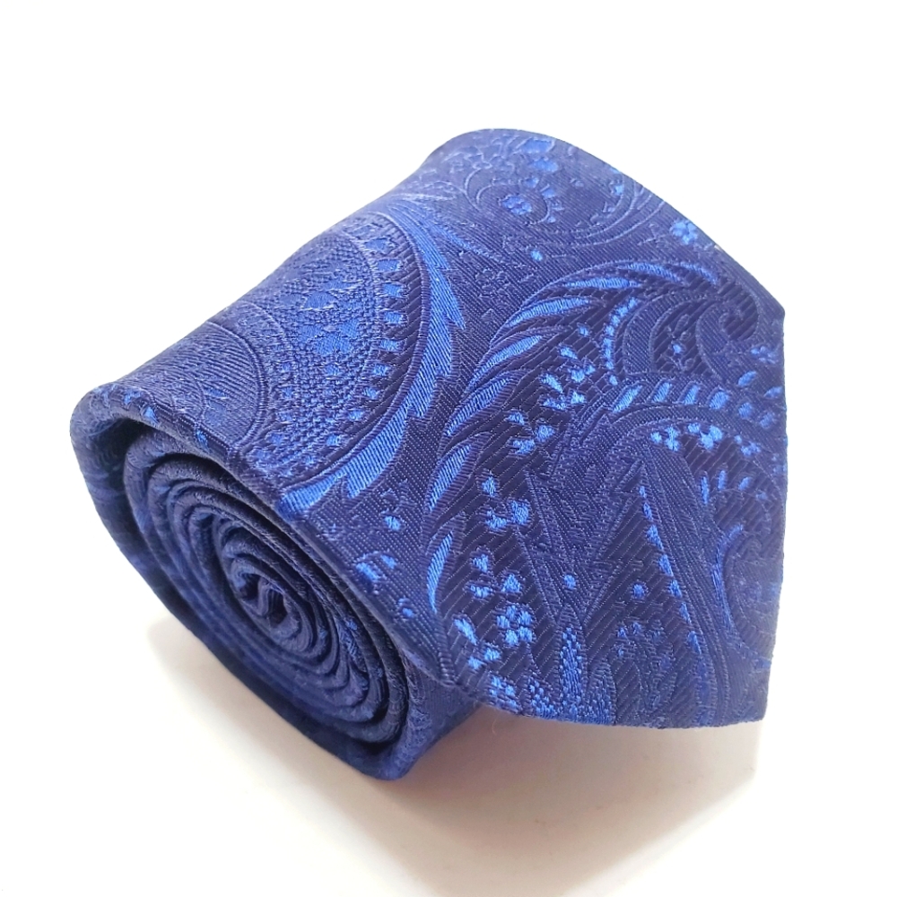 Express Design Studio Necktie Blue Paisley Pattern Men's Silk Neck Tie 59x3.5"
